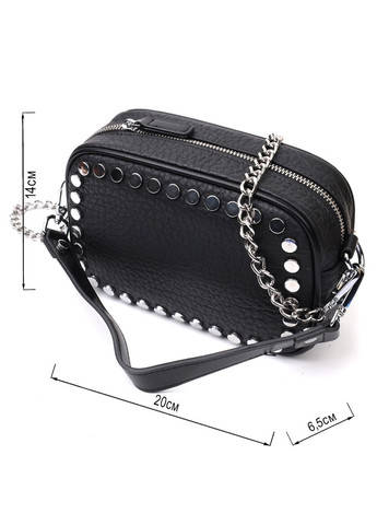Стильная сумка декорирована металлическими кнопками из натуральной кожи. 22333 Черная Vintage (331907888)