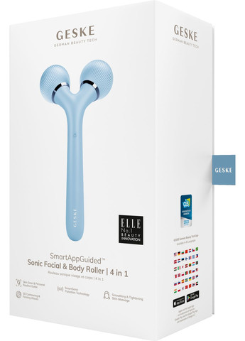 Электронный ультразвуковой ролик для лица и тела Sonic Facial&Body Roller 4в1 aquamarine GESKE (341526172)