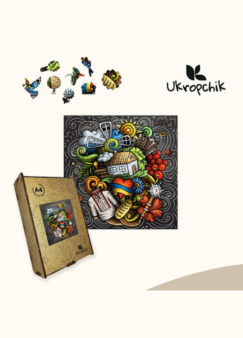 Пазл дерев'яний Українські Традиції size - M в коробці з набором-рамкою (Ukrainian Traditions A4) Ukropchik (372616611)