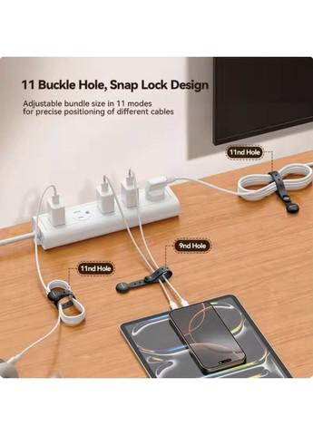 Органайзер-фіксатор кабелю магнітні тримачі для дротів стяжка хомут кліпса 12 шт Чорний Joyroom (358934999)