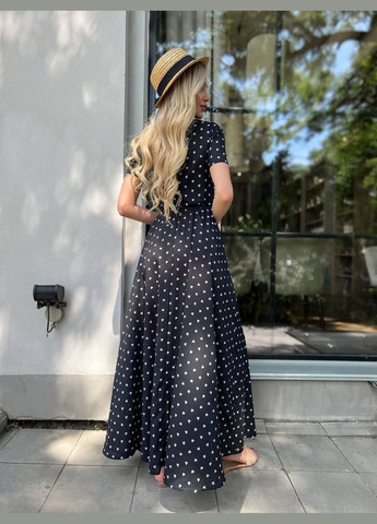 Черное праздничный платье No Brand в горошек