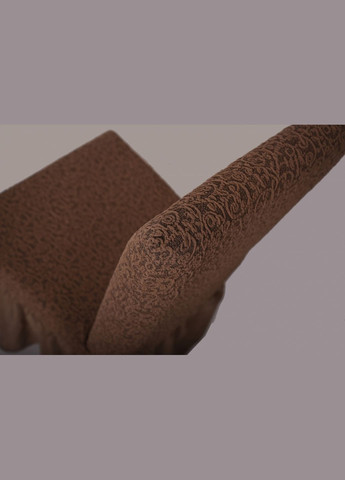 Жаккардовые чехлы на стулья с оборкой (натяжные) набор 6-шт 402 Темно-коричневый Venera (268547753)