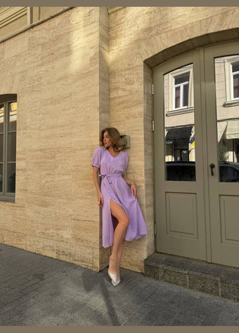 Лавандовое повседневный женское платье меди из муслина Avanti однотонное