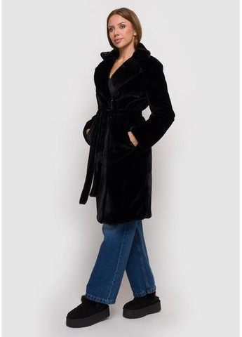 Роскошное Эко-Меховое Пальто 1103M-C Чорний SAM S Samange (367582187)