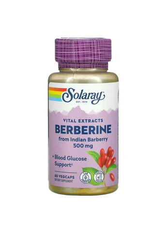 Берберин 500 мг Berberine для поддержания уровня глюкозы в крови 60 растительных капсул Solaray (270097106)