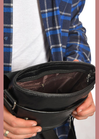 Сумка мужская через плечо из экокожи черного цвета Let's Shop (306812935)