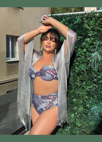 Комбинированный летний женский летний яркий раздельный купальник л хл l xl No Brand