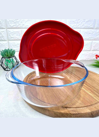 Стеклянная кастрюля с силиконовой крышкой из жаропрочного стекла 2.1л Red Cover Borcam (303213050)