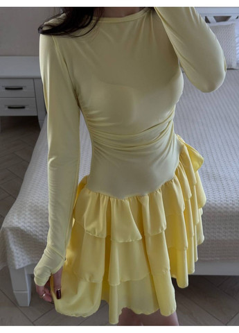 Жовтий святковий, повсякденний, кежуал жіноча сукня з шортами кльош Avanti однотонна