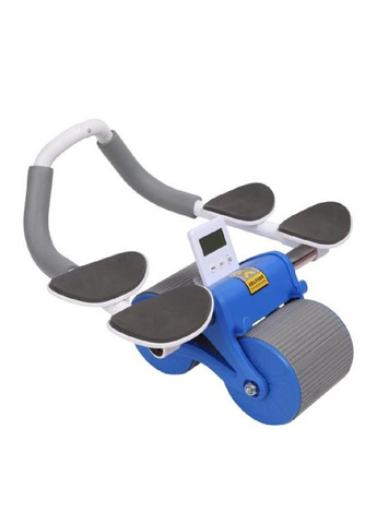 Ролик колесо тренажер для преса з таймером підставками для смартфона килимком 25×40 см (476461-Prob) Блакитний із сірим Unbranded (282923116)