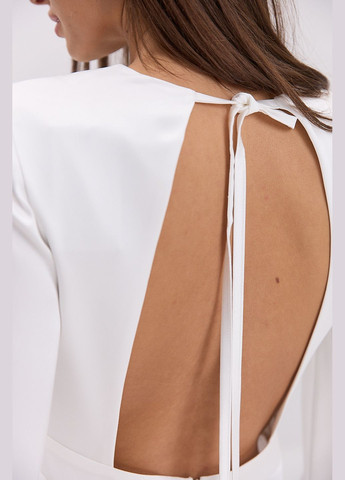 Молочна коротка атласна сукня з відкритою спиною Arjen