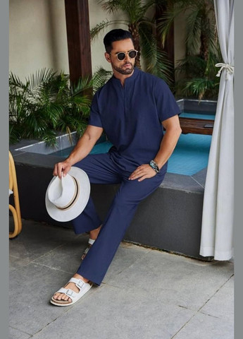 Синий летний мужской костюм брючный Style Point