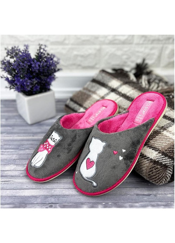 Серые жiночi кiмнатнi тапочки закритi е-0088-49-1 сiрi No Brand