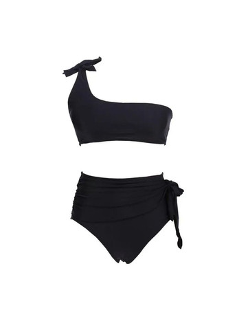 Чорний літній жіночий роздільний купальник із завищеною висадкою. роздільний купальник із завищеною посадкою і паролоном, xl China