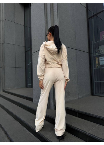 Велюровый женский костюм двойка: укороченная кофта и брюки свободного кроя MonCher (352529254)