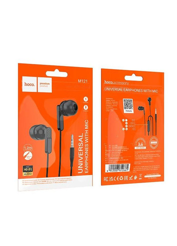 Наушники M121 Bright universal earphones with microphone Black Hoco (345064957)