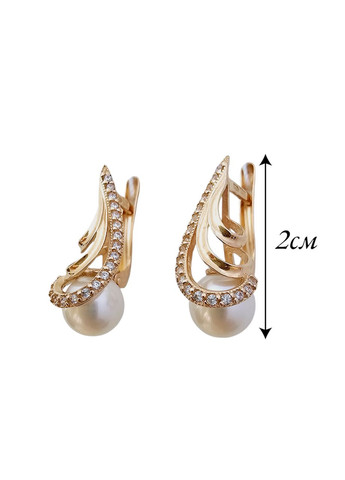 Золотые серьги с жемчугом и фианитами. Tango (354700142)