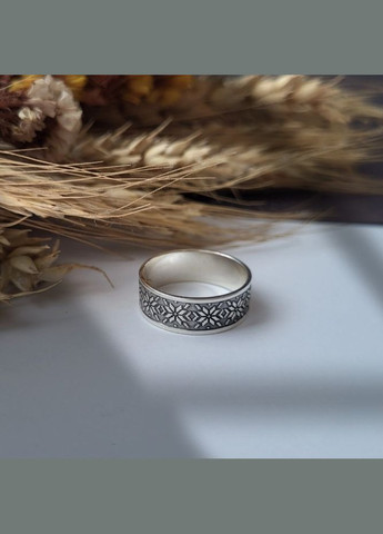 Каблучка срібне жіноча каблучка без каменів Вишиванка чорнене срібло 925 16.5 розмір 2025 2.70г No Brand (306741672)