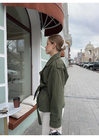 Женский трендовый тренч, с подкладкой и поясом. В четырех цветах и в универсальном размере 42-46 (393195711)