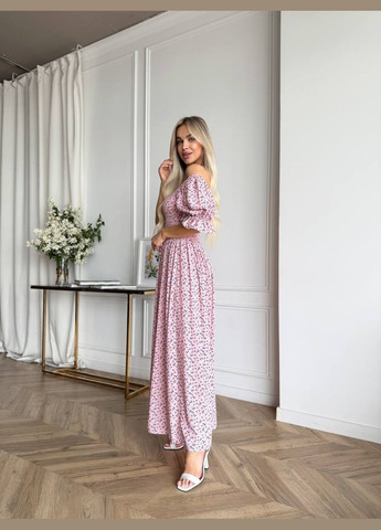 Светло-розовое повседневный, вечернее, кэжуал женское платье FINO Mode в горошек