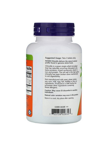 Натуральна добавка Chlorella 1000 mg, 120 таблеток Now (293338686)