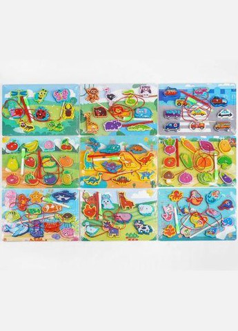 Дерев’яна іграшка Шнурівка C 52512 (66) 9 видів, двостороння дошка, маркер "пиши-витирай", магнітна гра, в плі Fun Game (362575258)