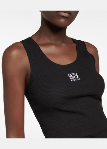 Женская майка в рубчик LOEWE Anagram tank top in cotton Черный No Brand — 296734390