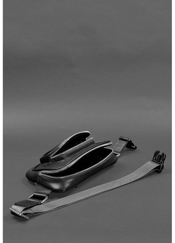 Кожаная поясная сумка-бананка Трапеция черная BlankNote (348359346)