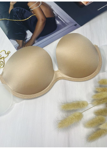 Бежевий балконет бюстгальтер балконет з пуш-ап Finetoo з кісточками поліамід