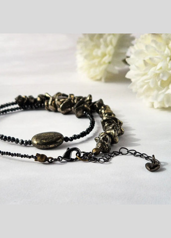 Чокер натуральний камінь чорний Алмаз, Піріт, Шпінель, фур-ра гіп-ний сплав d-10х7-2мм+- L-38-43см No Brand шпінель латунь, натуральний камінь, медичний сплав мідь, чорніння (334350434)