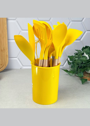 Набір кухонних девайсів силіконовий жовтий 12 предметів з підставкою GK-2143Y Kitchen Art (334011015)