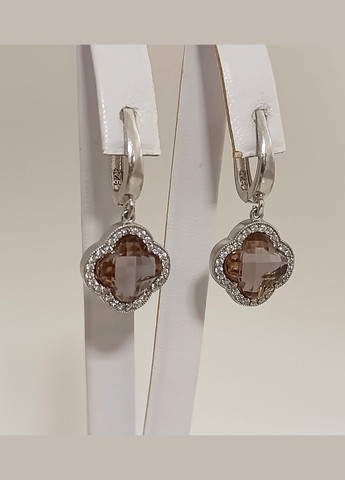 Серьги серебряные с султанитом "Клевер" СЛВЦ/С-слт No Brand Сережки (330033562)