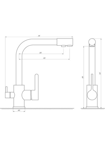 Смеситель для кухни под осмос LAZER GLLR-0444-2-ARENA Globus Lux (335040429)