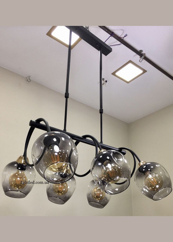 Чорна люстра планка на 6 ламп Molecule (52-L7915-6 BK+BK) No Brand (370069861)