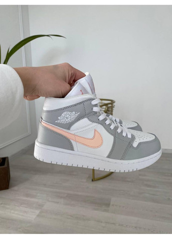 Розовые демисезонные кроссовки мужские nike air jordan 1 retro mid light grey shell pink найк аир джордан No Brand