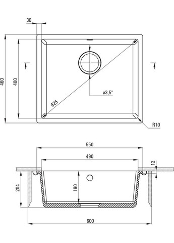 Кухонная мойка Corda 550х460х204 мм (ZQA_T10C) Deante (332964539)