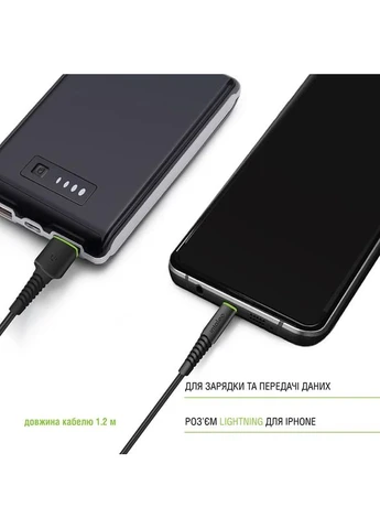 Кабель CBFLEXL1 USB - Lightning 1.2 м Black (1283126577673) Intaleo (329694842)