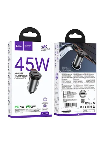 Автомобильное зарядное устройство Rigorous PD45W(2C) car charger Metal Grey (6942007644778) Hoco NZ16B (399456034)
