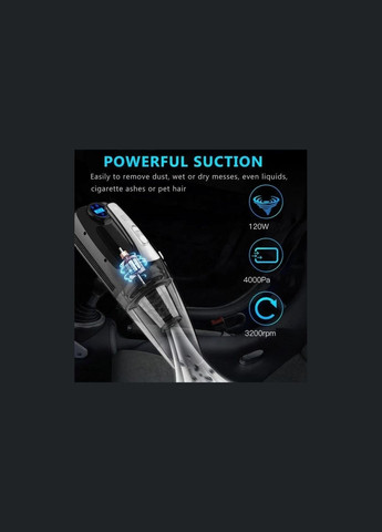 Ручний універсальний автомобільний пилосос B3 з барометром компресора, 120W, Чорний (GK516P) Grikey (302392426)