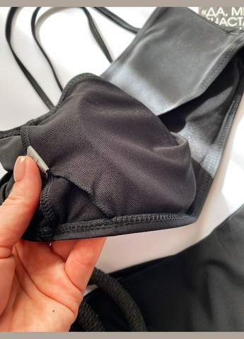 Чорний купальник топ, роздільний, бандо Domino