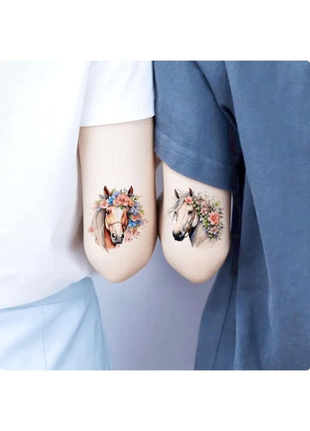 Набір тимчасових татуювань "Коні" Horses-20-01 розмір 6х6 см No Brand (365638952)
