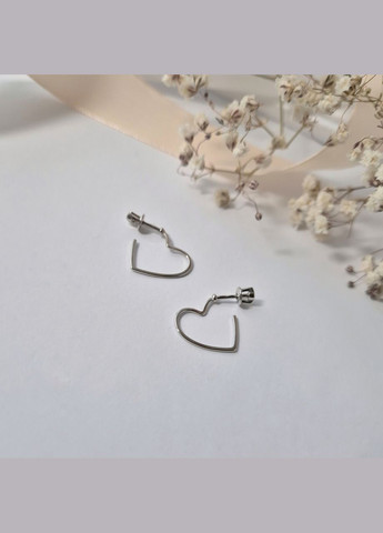 Серебряные серьги гвоздики на закрутках Сердце без камней серебро 925 пробы Родированное 82779 1.11г No Brand (307833889)