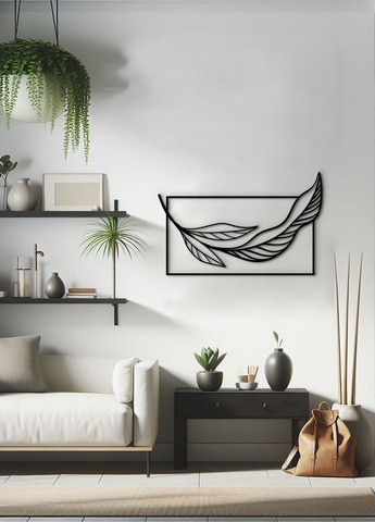 Декор в комнату, интерьерная картина на стену "Листок минимализм", стиль минимализм 35х23 см Woodyard (292113176)
