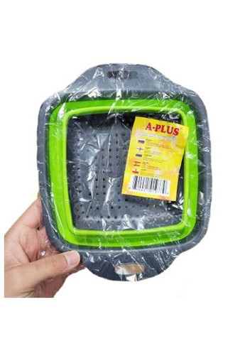 Друшляк силіконовий складаний прямокутний 24х18,5х7,5 Зелений A-Plus (297332003)