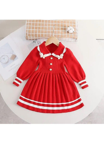 Червона трикотажна дитяча святкова повсякденна сукня з метеликами рукавами на гумці для дівчаток (481696-prob) червона розмір 90 Unbranded (365333389)