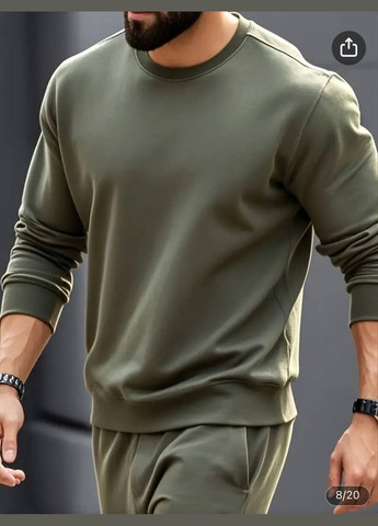 Оливковый (хаки) демисезонный костюм двунитка стильный качественный No Brand