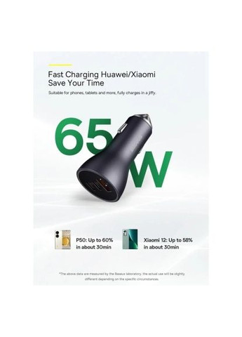 Зарядное устройство (CGJP010013) Baseus 1xUSB + 2xUSB-C 65W Golden Contactor Pro dark gray (370014866)