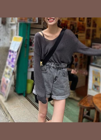 Шорты джинсовые женские с завышеной талией. Серые No Brand (328388406)