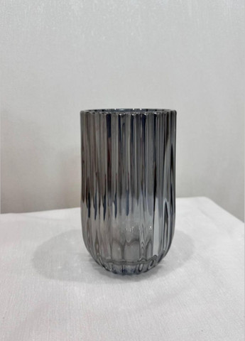 Ваза декоративная Гофре стеклянная 18 см Серый HP-1712-3 Yiwu (349443259)