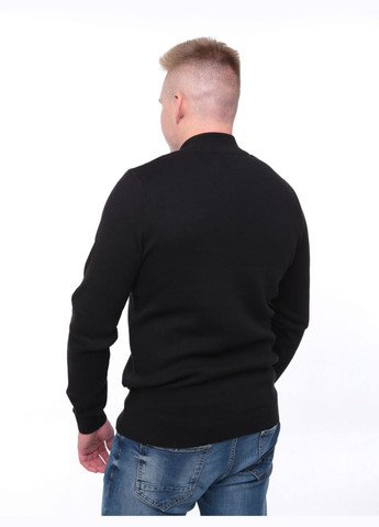 Черный зимний свитер мужской черный приталенный воротник на молнии джемпер JEANSclub Приталена